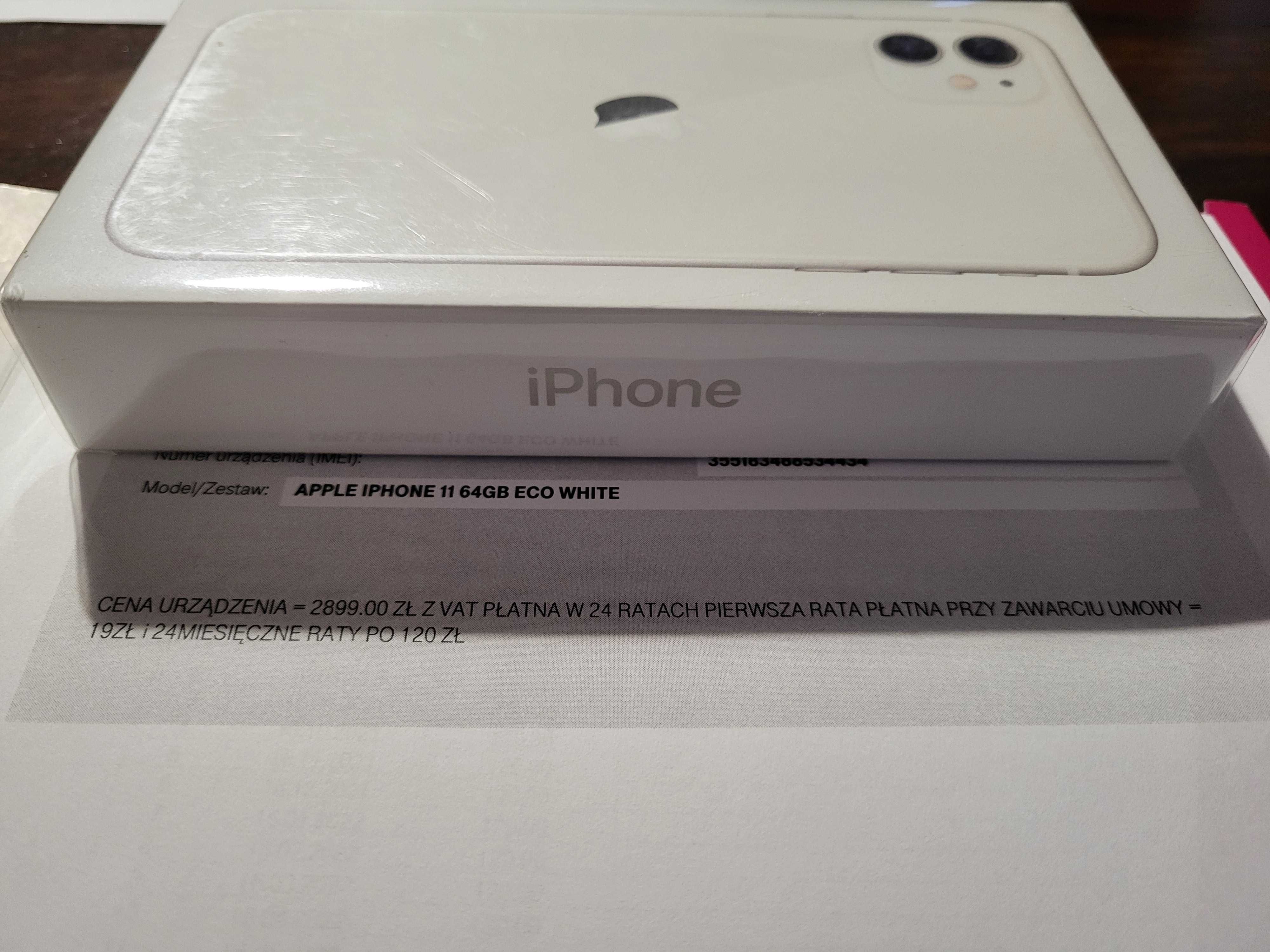 iPhone 11 64 GB Eco White NOWY (oryginalnie zapakowany)