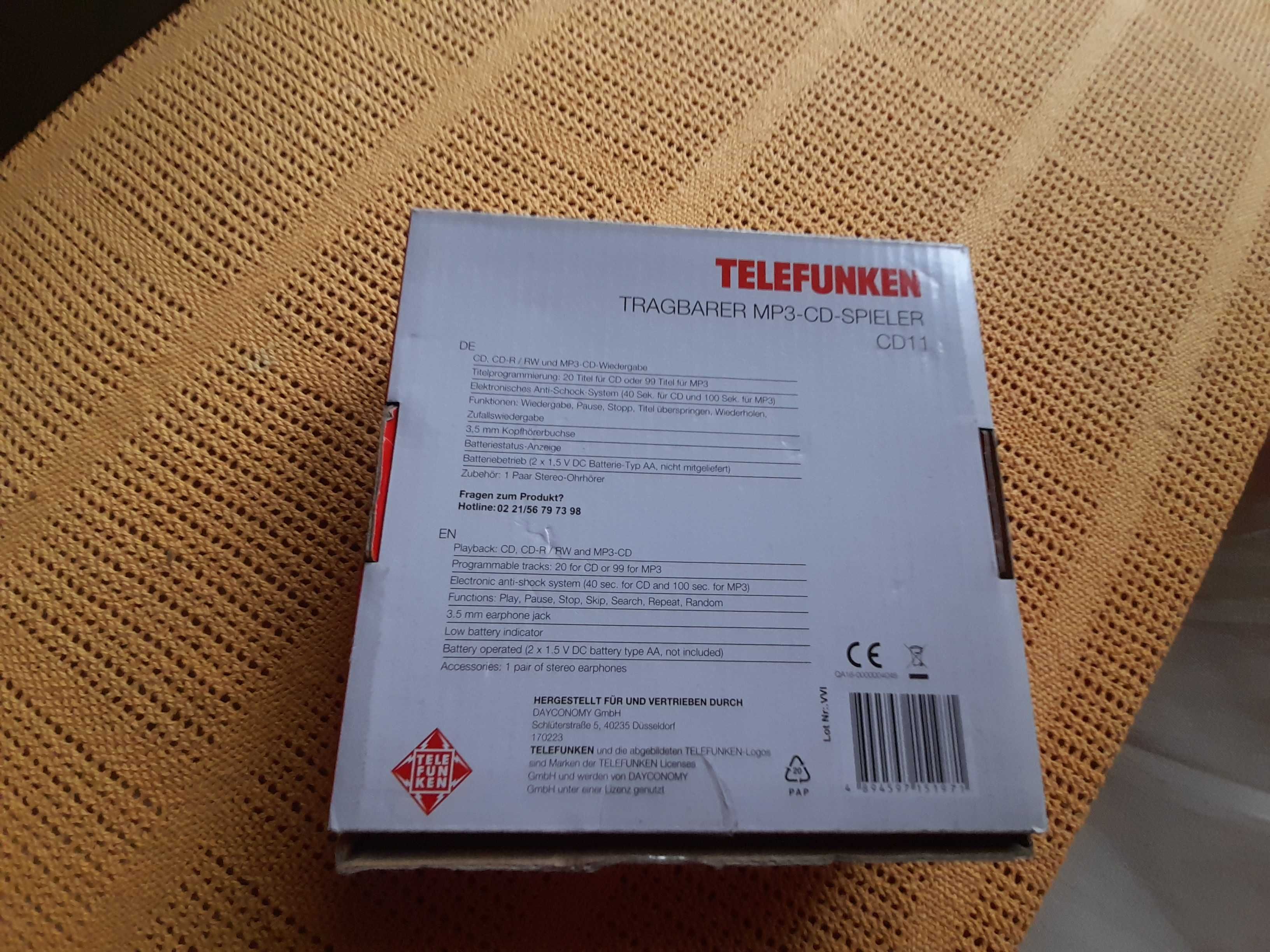 Telefunken MP3 CD spiler model CD 11