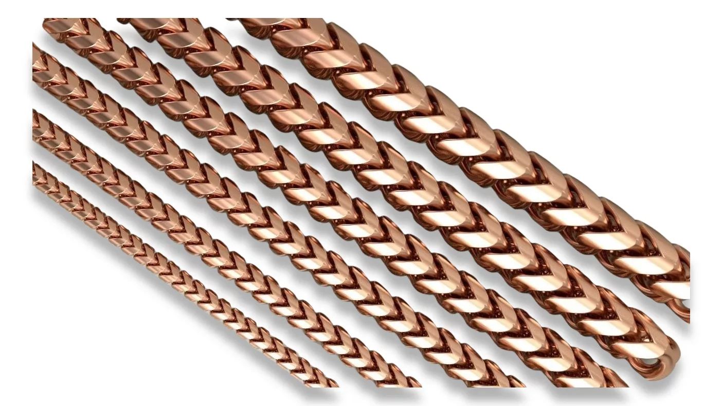 Złoty łańcuszek z żółtego białego różowego 14k złota cgcc005 6mm P