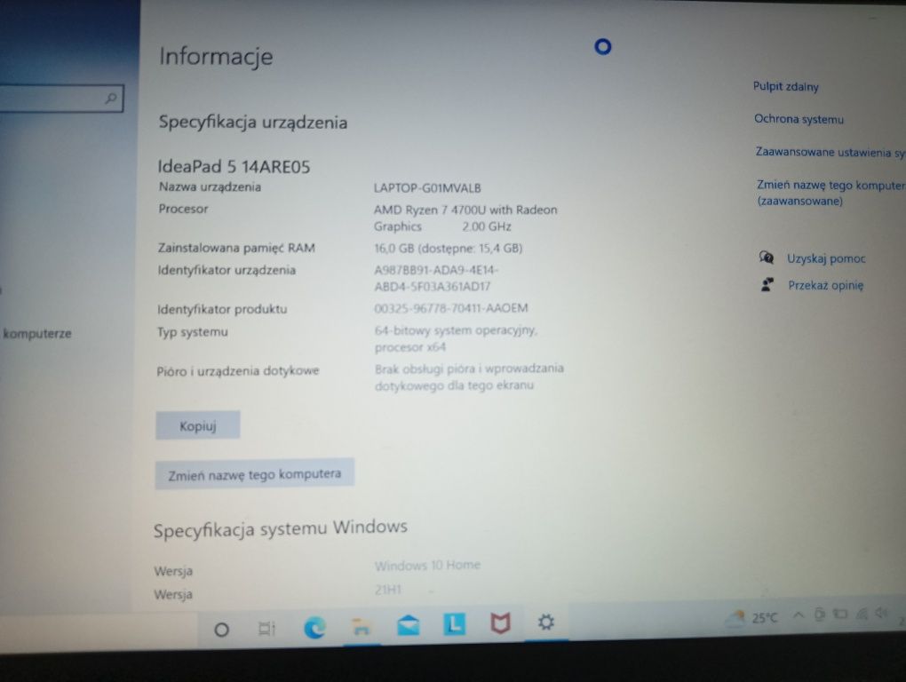 Laptop Lenovo Ideapad 5 ryzen7 16GB 512gb