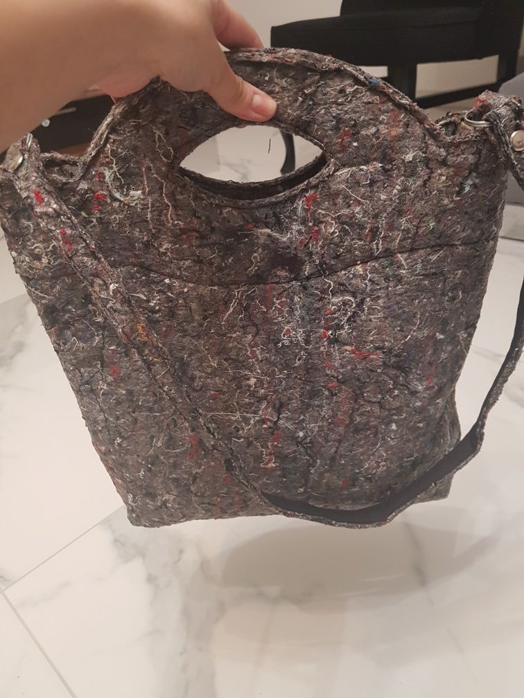 Torebka nowa handmade rękodzieło szara filcowa shopper filc