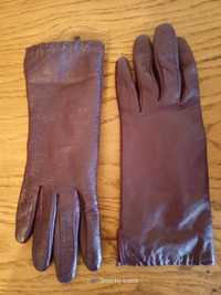 Rękawiczki skórzane bordowe S