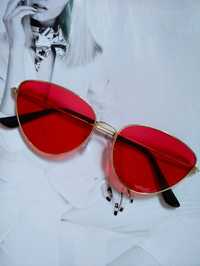 Солнцезащитные очки с цветной линзой треугольной формы  Красный