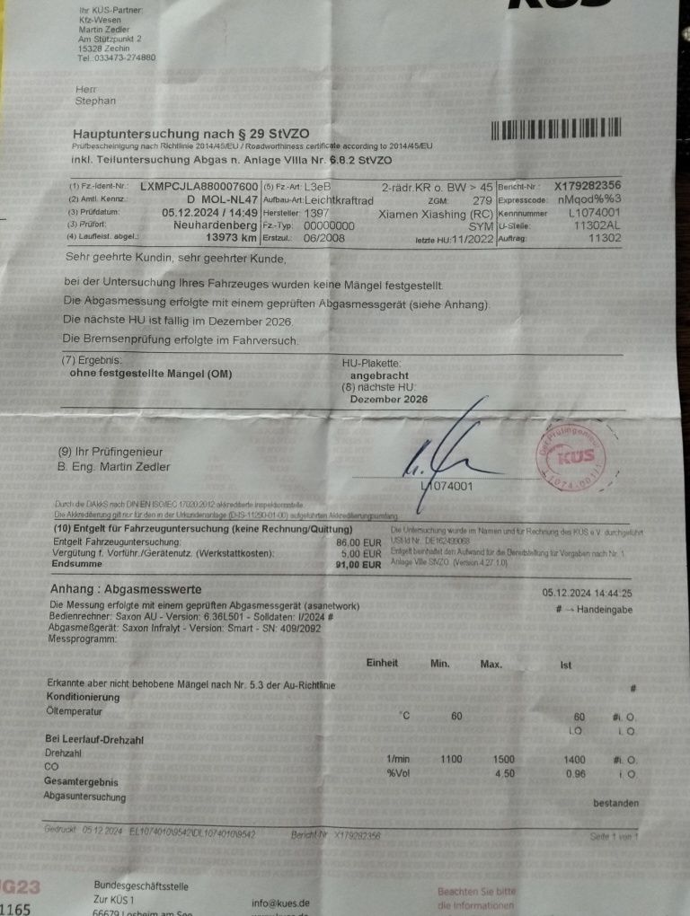 Motocykl 125 marki Sym