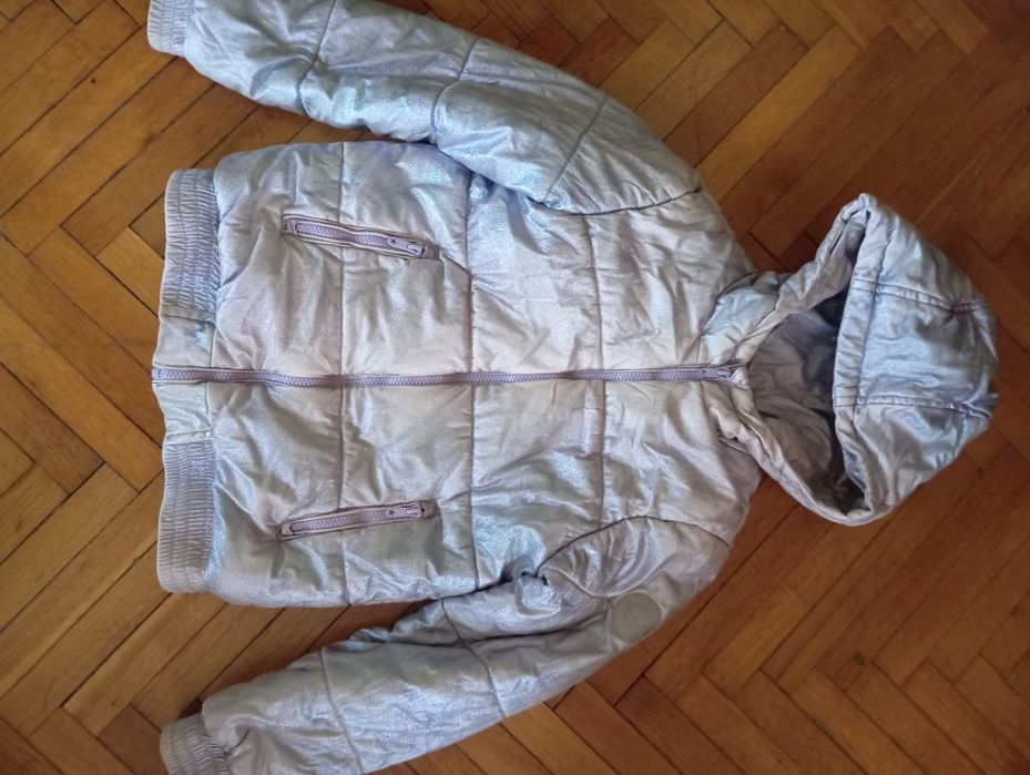 Kurtka zimowa srebrna dziewczęca 140