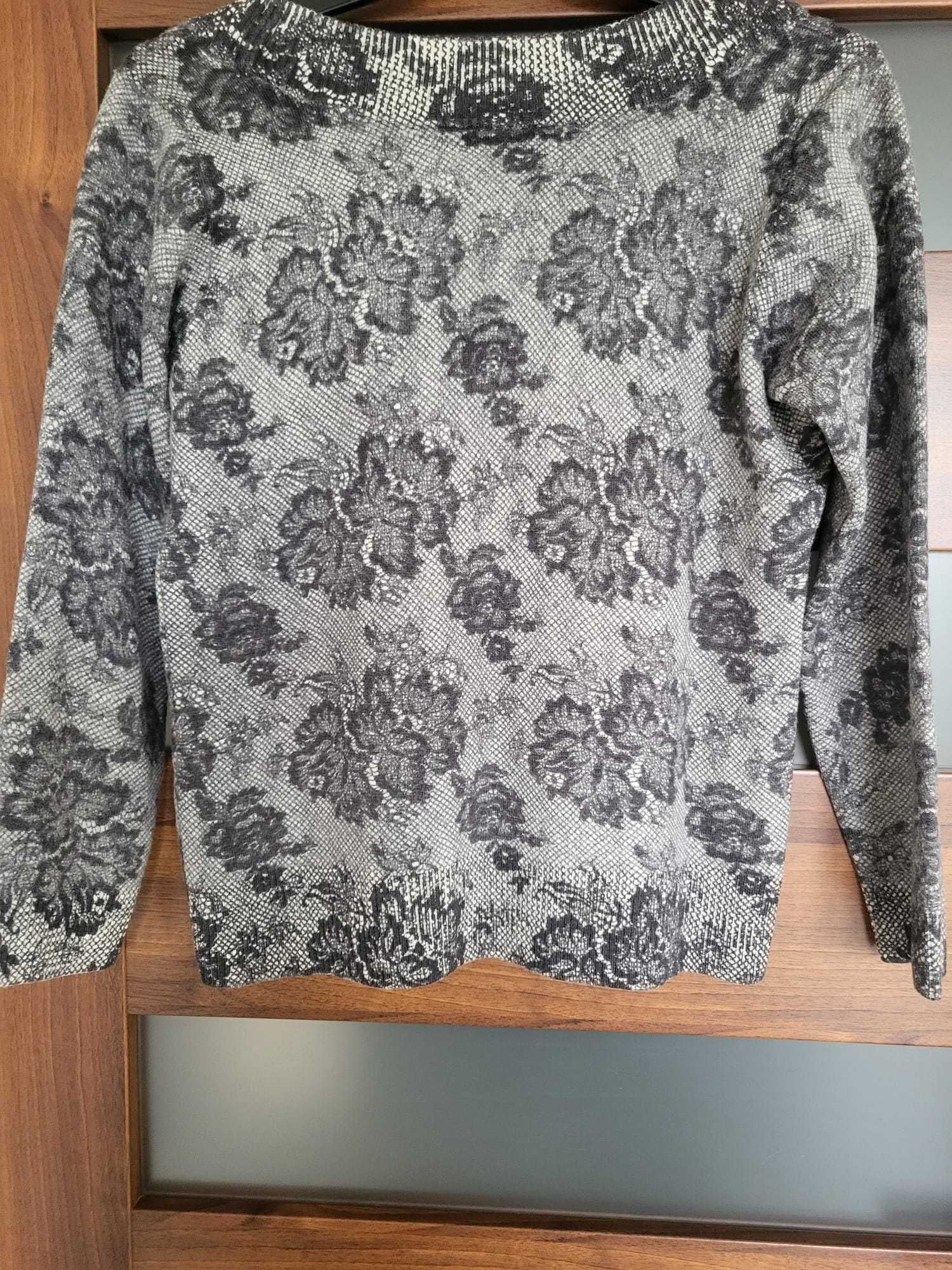 Calvin Klein sweter damski szary M/38 wełniany kwiatowy wzór