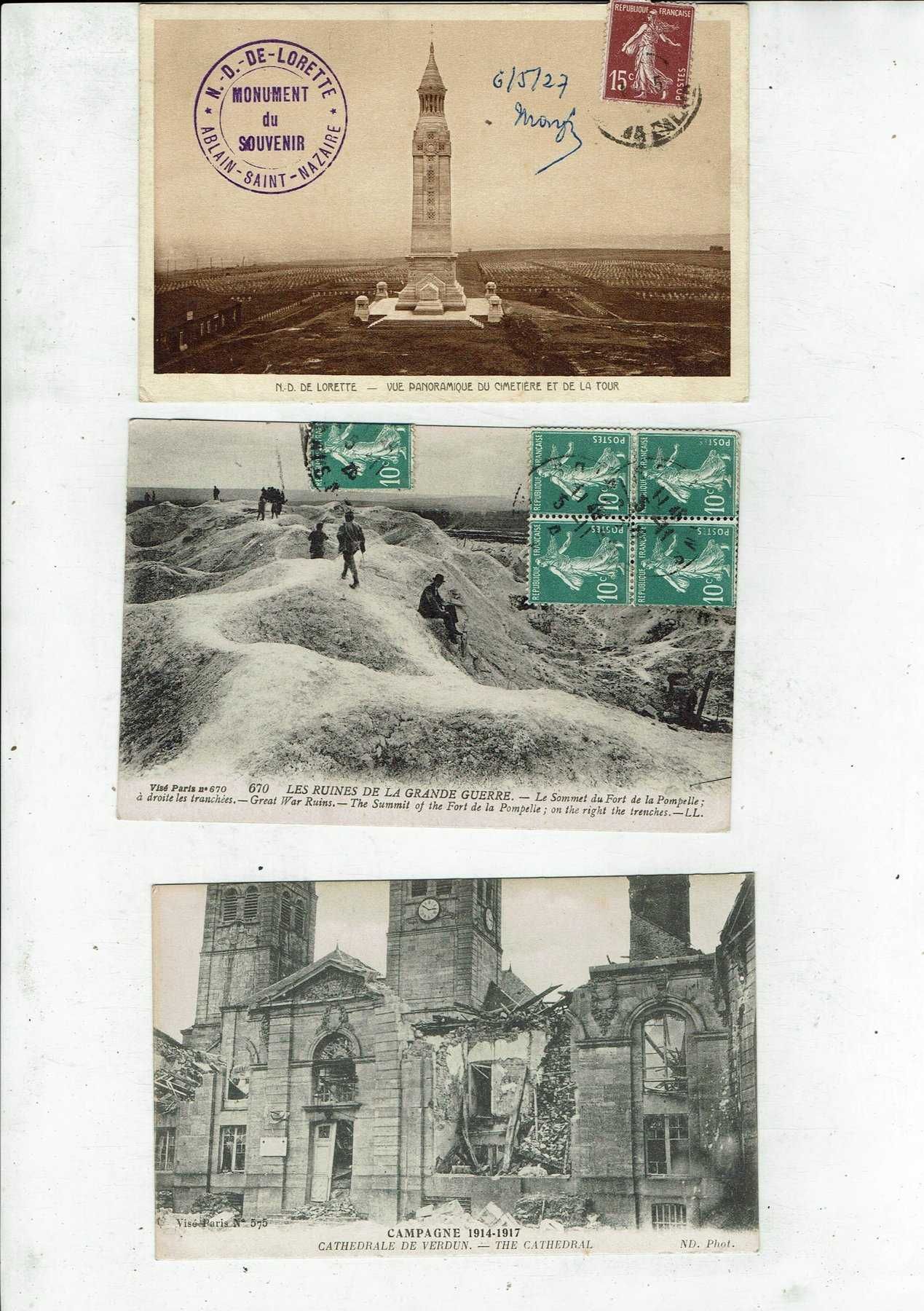 Interessante lote de 71 postais sobre a I Guerra Mundial. 1916 a 1930