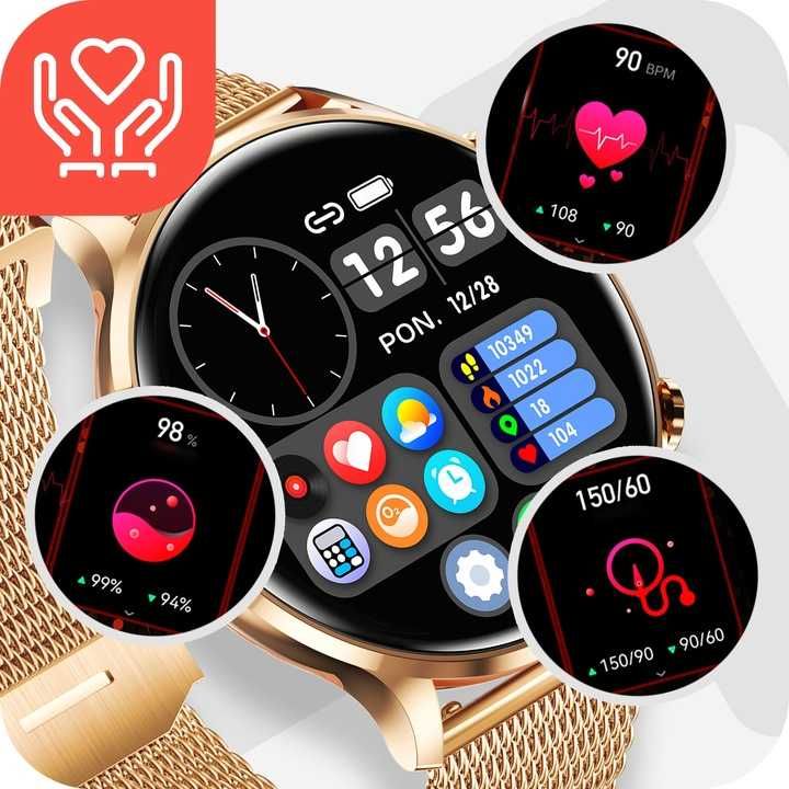 SMARTWATCH zegarek DAMSKI elegancki - rozmowy powiadomienia SPORT