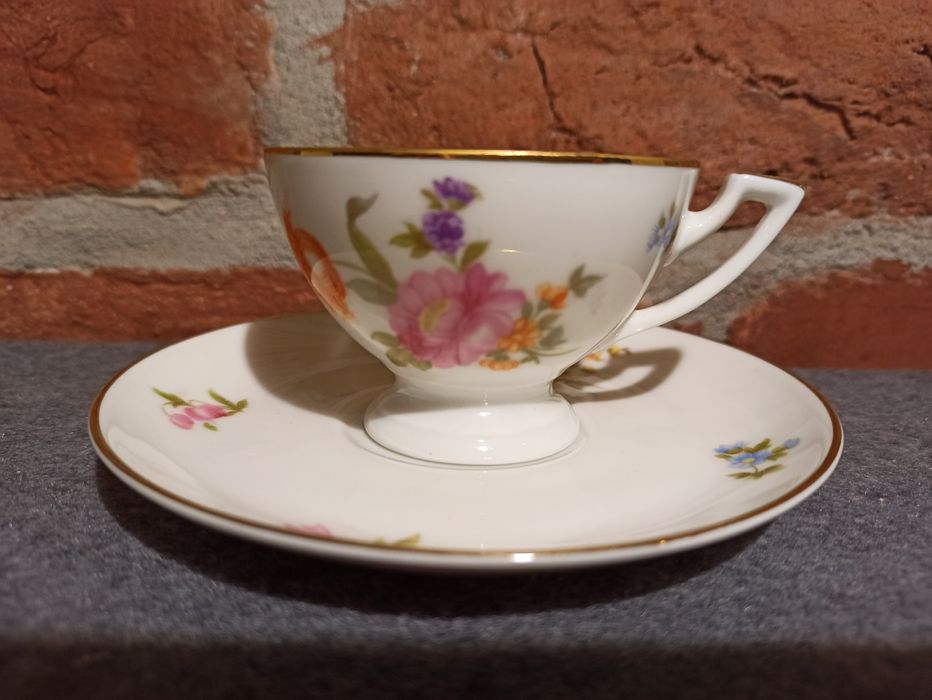 Porcelana Thomas Rosenthal Duo Mokka Filiżanka dekor kwiatowy