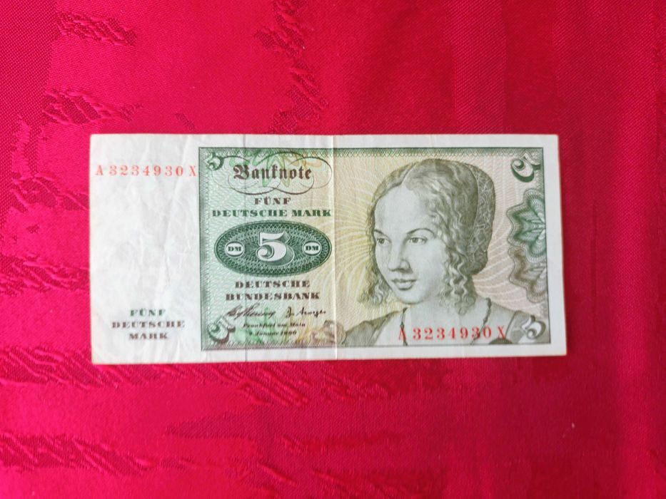 Nota de 5 Marcos Alemães de 1960, circulada. - 6€.