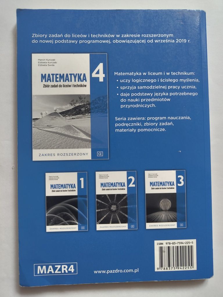 Matematyka 4 zbiór zadań do liceów i techników Pazdro