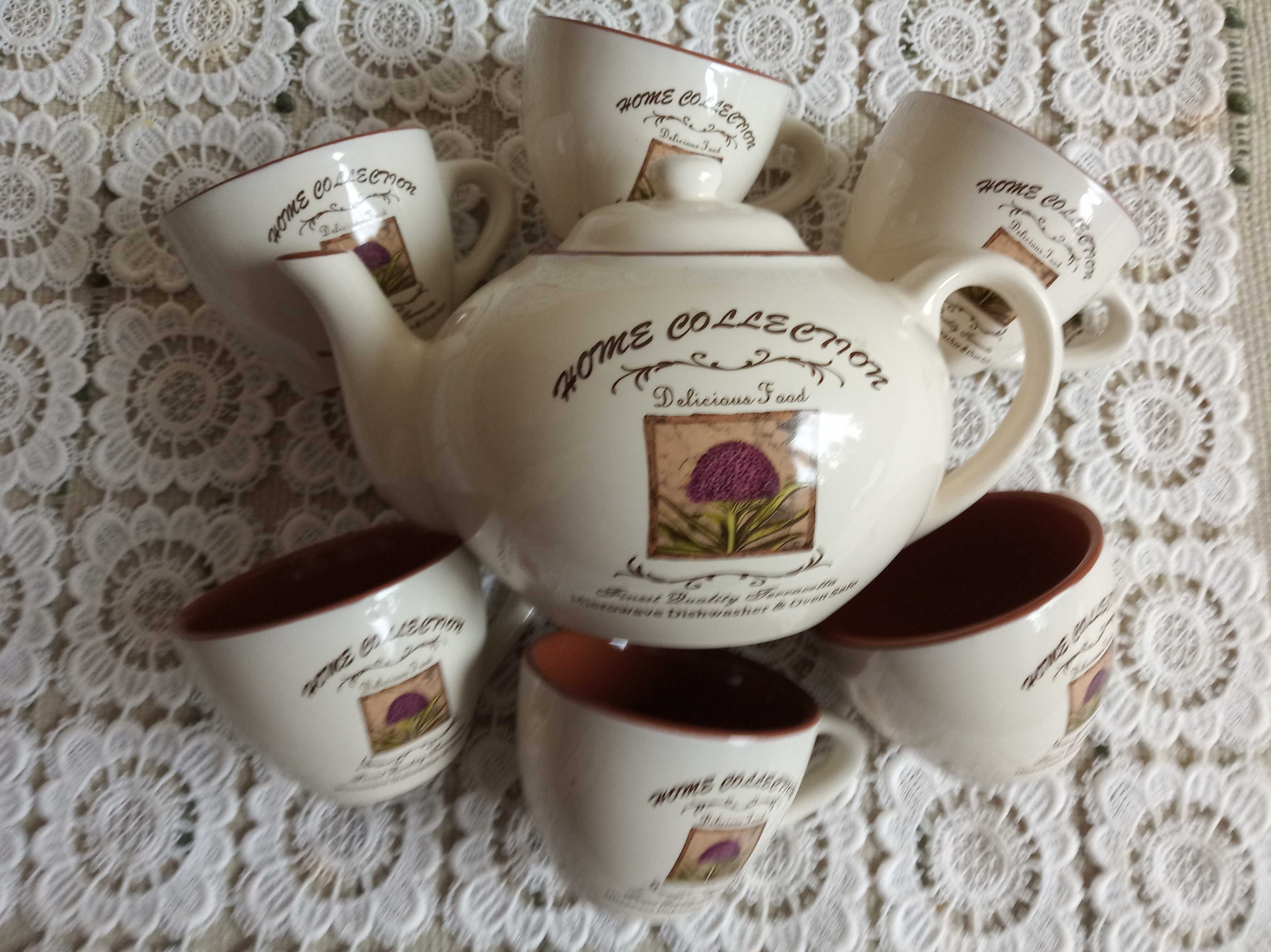 Komplet do kawy herbaty z dzbankiem ceramika Home Collection NOWY