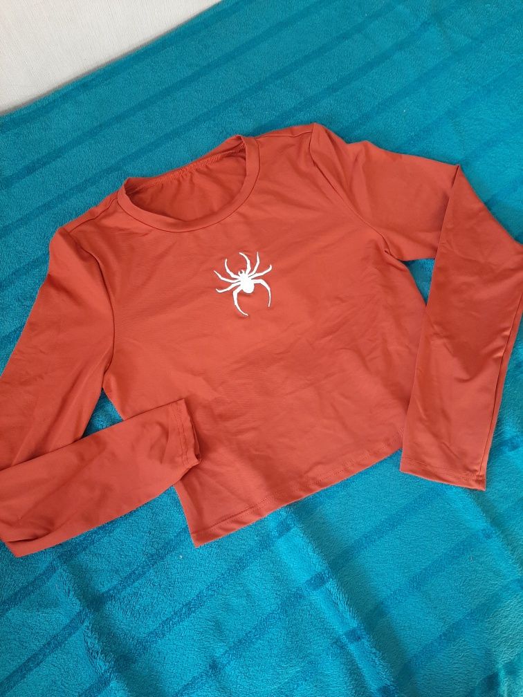 Bluzka z pająkiem Shein nowa top letnia krótka bluzeczka 40 42 L XL