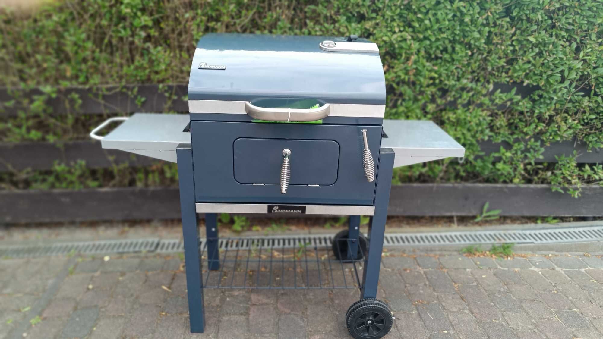 SOLIDNY GRILL węglowy LANDMANN DORADO ruszt żeliwny 56x42 2Xpokrywa