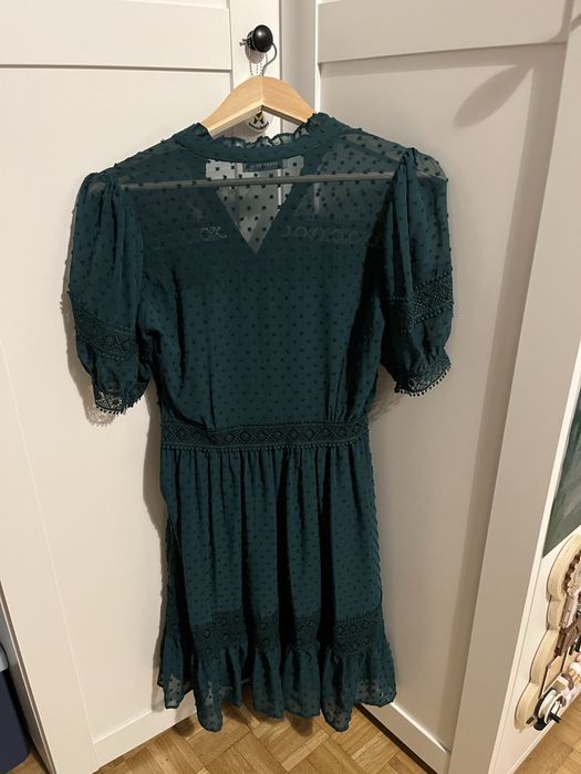 Sukienka Reserved zielona z krótkim rękawem w serek mini