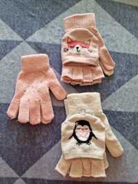 Zestaw trzech  rękawiczek zimowych  rękawic  odkryte zakryte palce