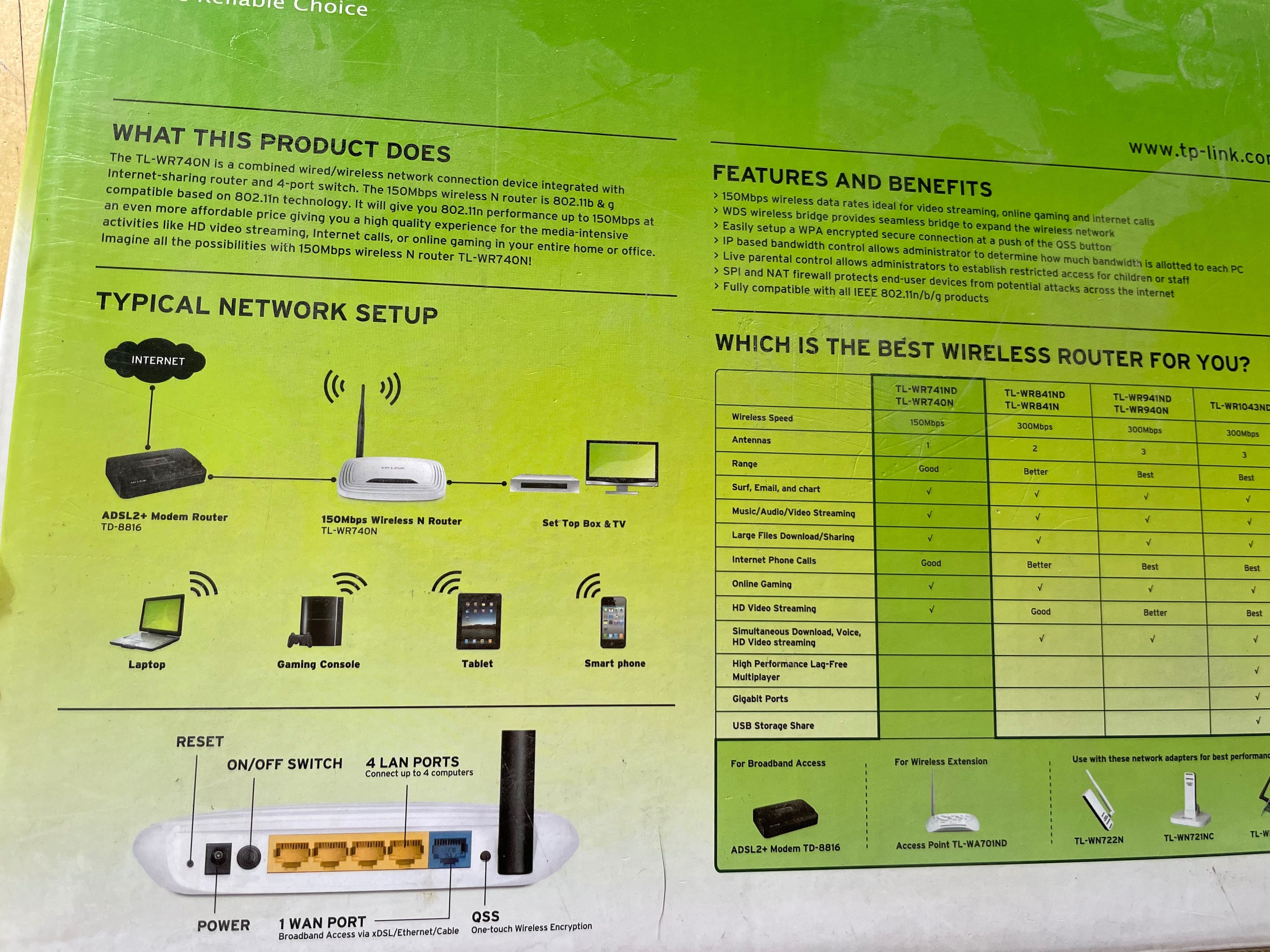 Router TP-Link TL-WR740N 802.11n (Wi-Fi 4)