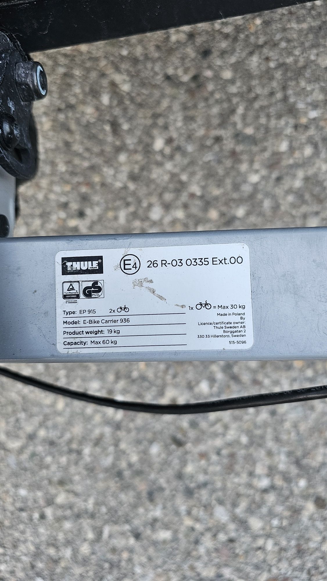 Bagażnik Thule EP 915 odchylany, na dwa ebike