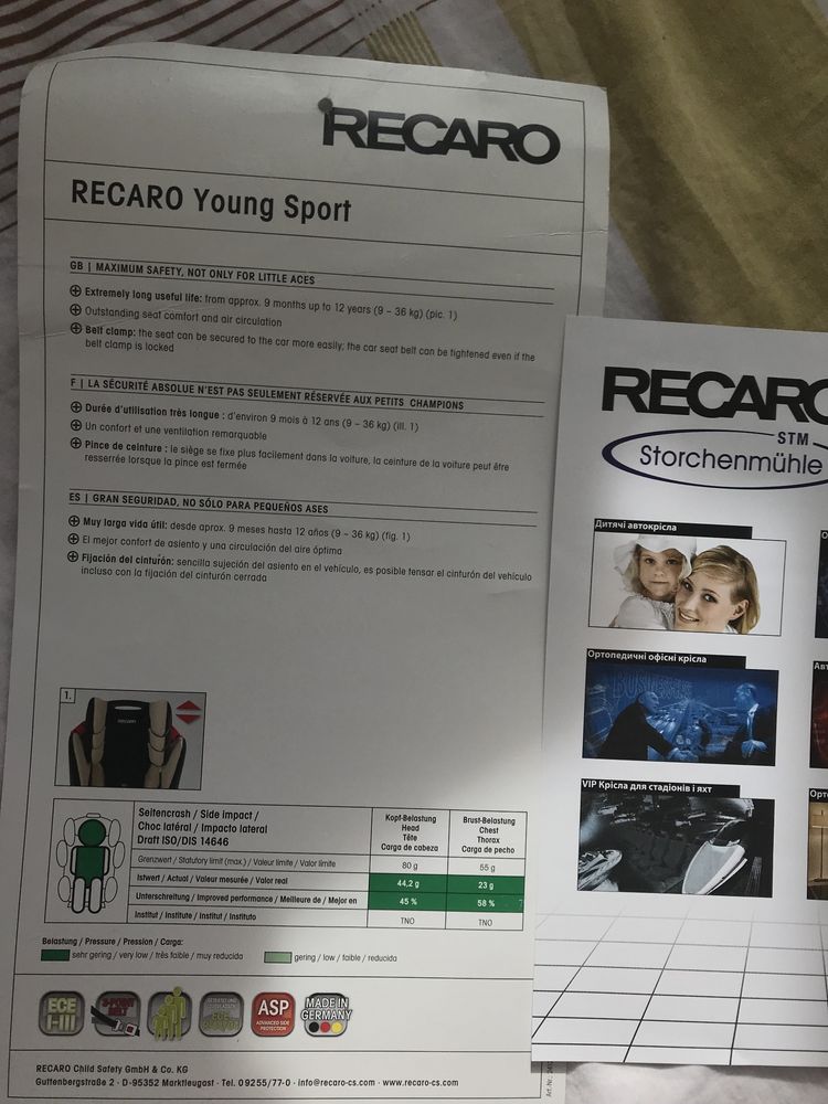 Продам автокрісло Recaro Young Sport