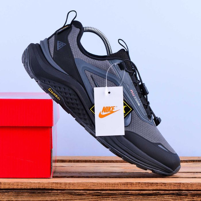 (2132) Термо Зимові Чоловічі Кросівки Nike Air Zoom сірий з чорним
