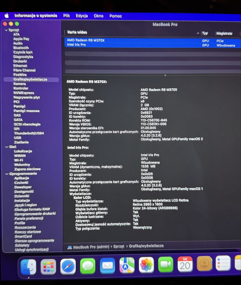 MacBook ProA1398/2015/i7/2.5GHz/16GB/512GB/15.4/R9M370X/nowa bateria