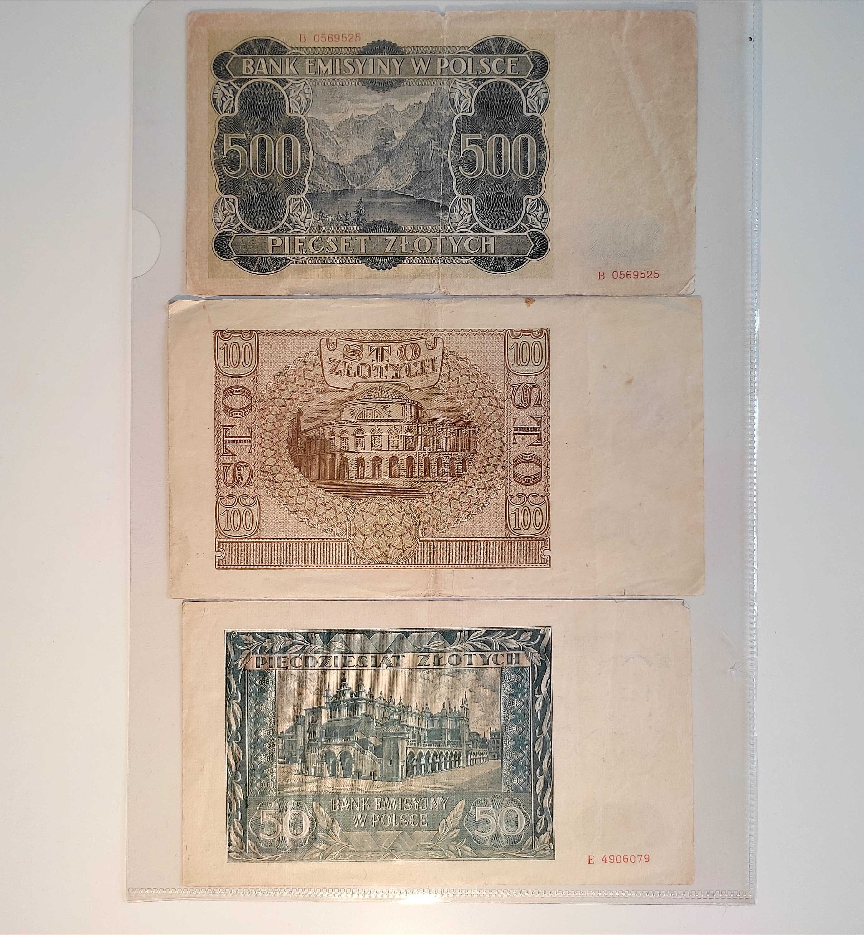 Banknoty: 500zł, 100zł, 50zł | 1940r.- 1941r. |