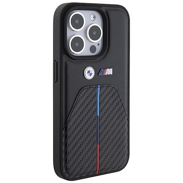 Etui BMW Stamped Tricolor Stripe na iPhone 15 Pro - czarne