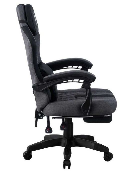 FOTEL GAMINGOWY HORSEKING Z podnóźkiem obrotowy do gry  szary czarny