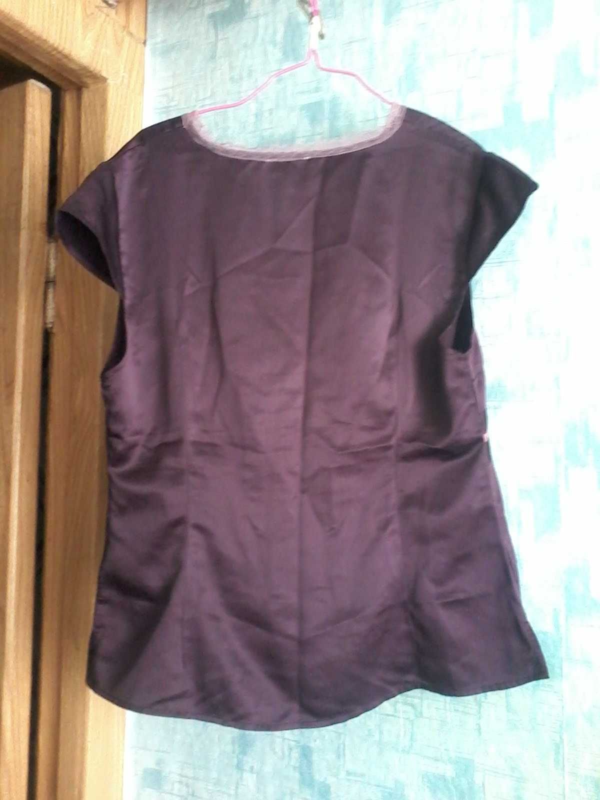 Атласна блуза з вишивкою та мереживом etam р. 46