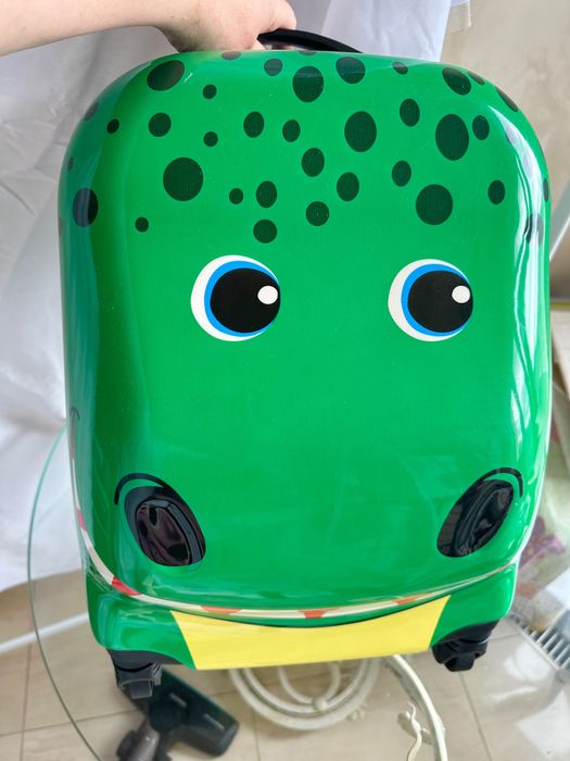 Нова брендова 3D якісна валіза дитяча дінозавр крокодил зелена