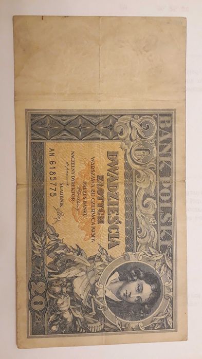 Sprzedam oryginalny banknot standardowy –  20 zł II RP