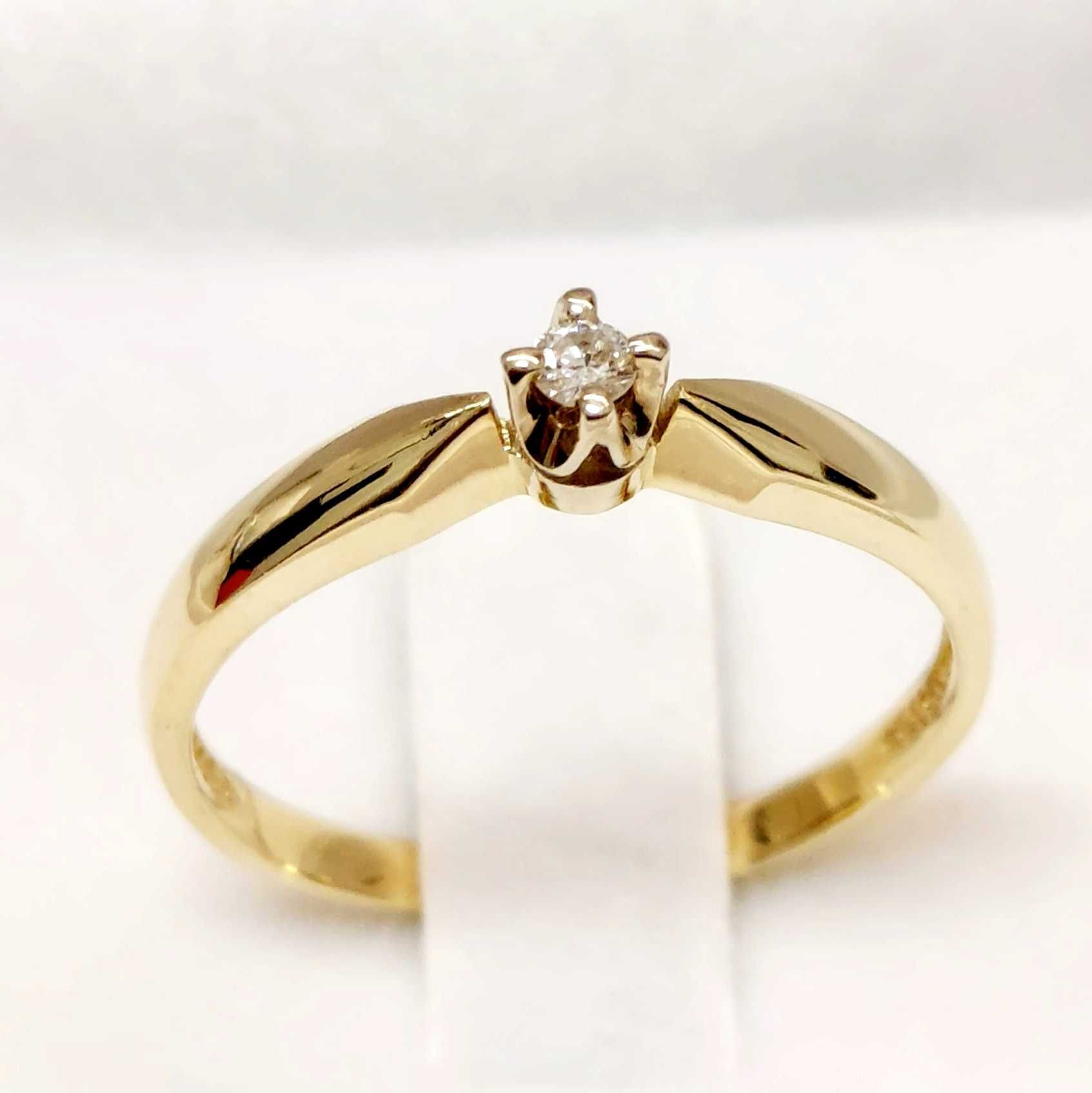 Złoty pierścionek z DIAMENTEM próby 585 14k R.12  -15%