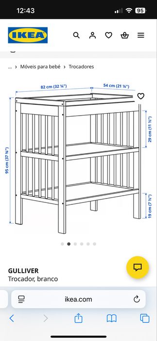 Trocador/muda fraldas Ikea Gulliver