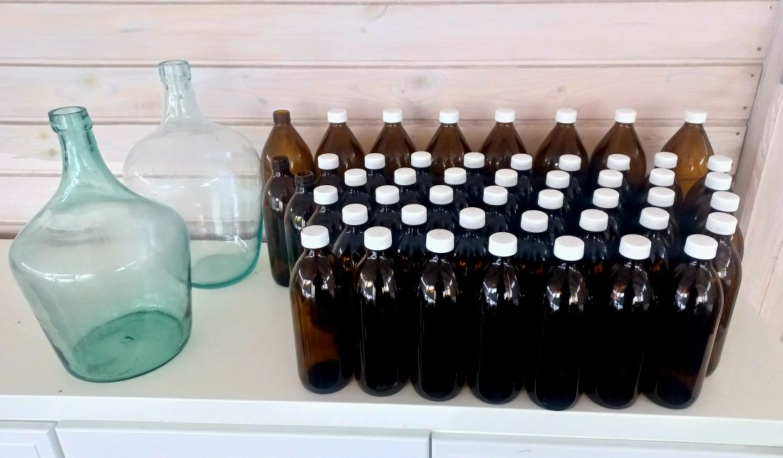 Komplet Butelki 1L 0,5L. apteczne do wina ciemne gąsior butla nalewka