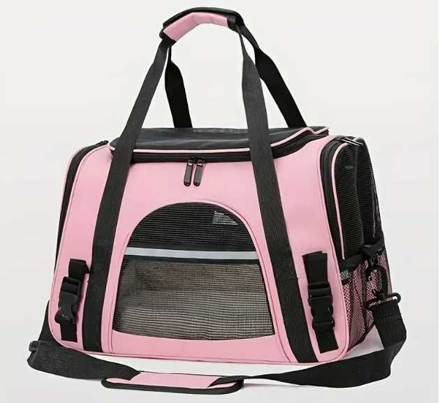 Nowy wytrzymały materiałowy transporter dla kotki, różowy