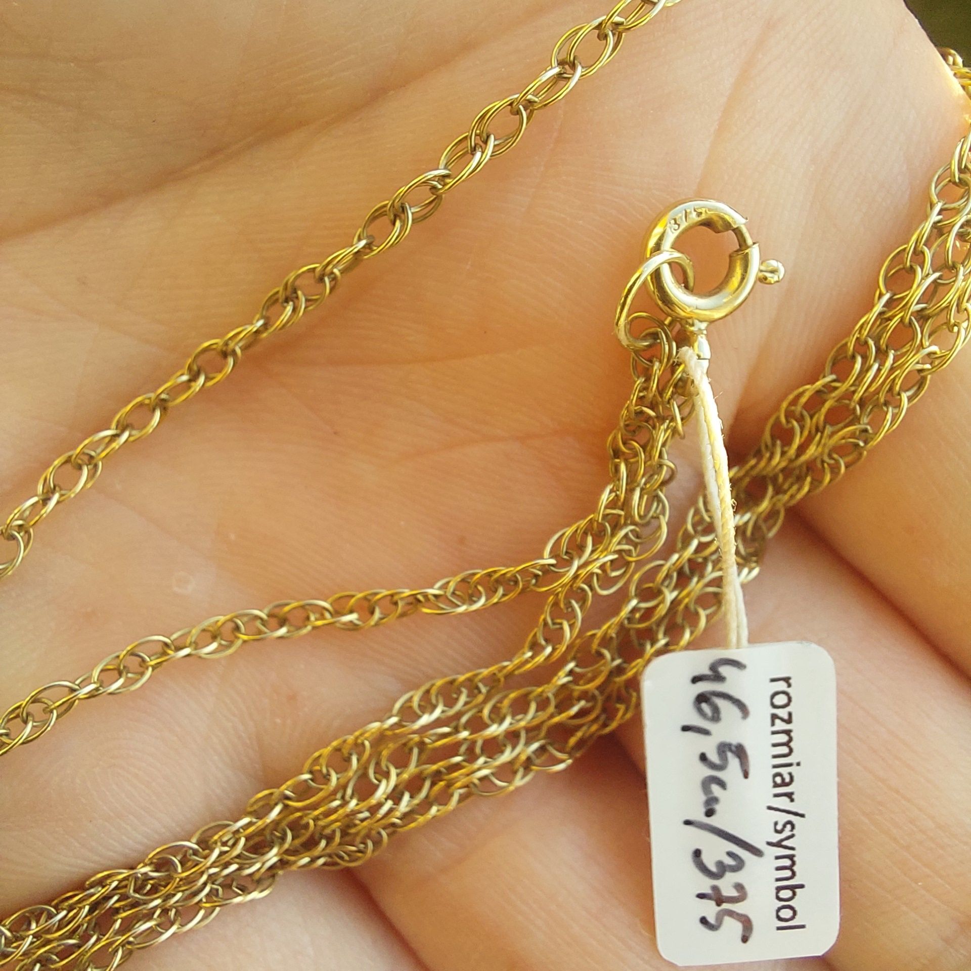 Złoty łańcuszek 375 9k naszyjnik celebrytka 46,5cm 2g