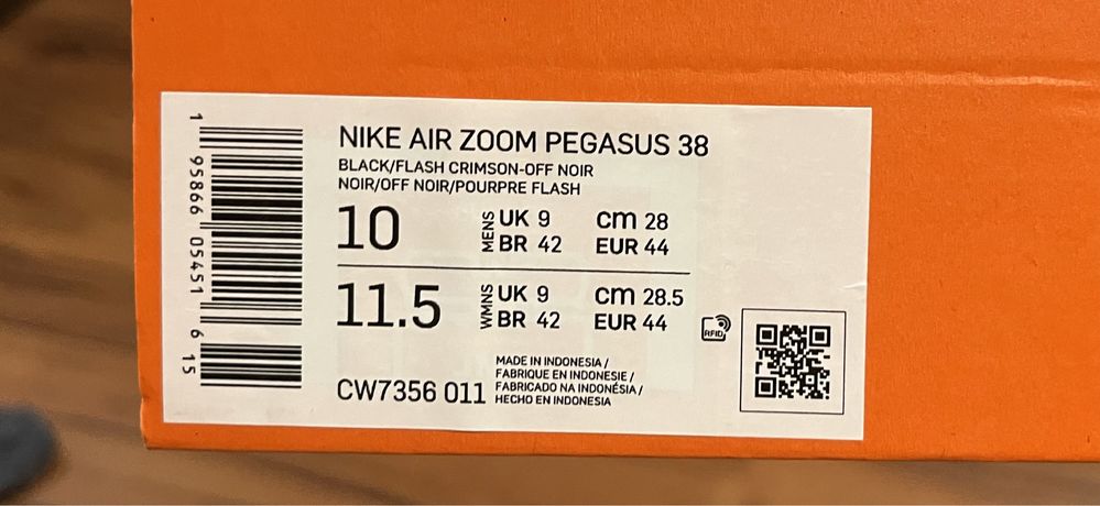 OKAZJA! Męskie Nike Air Zoom Pegasus 38/czarne/rozmiar 44