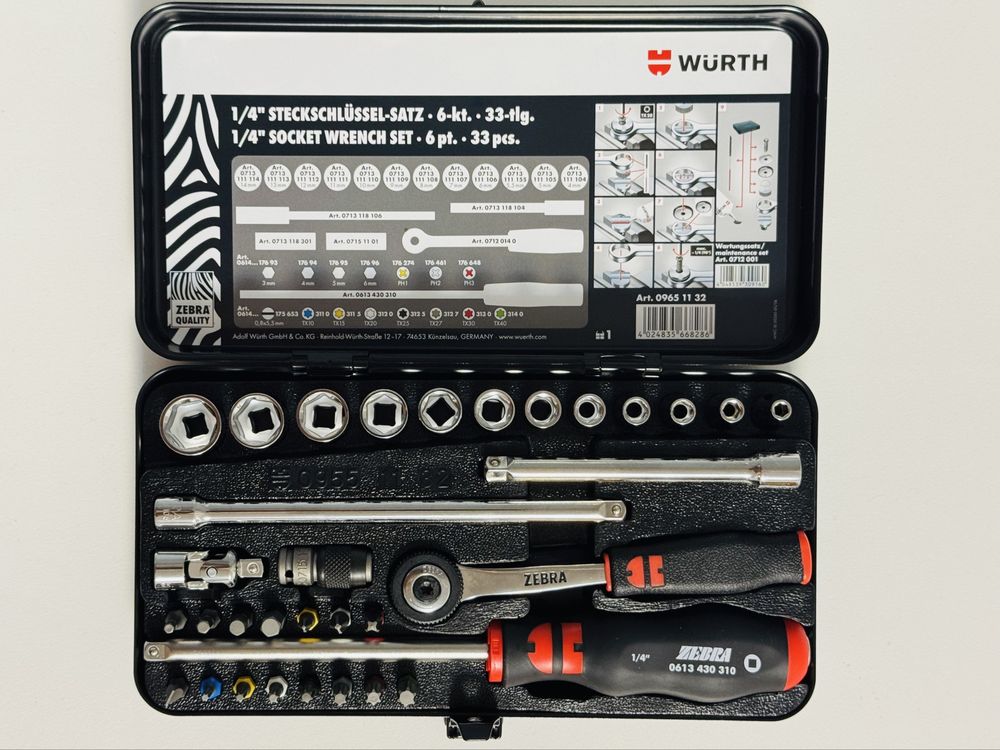 Набір головок торцевих WURTH ZEBRA MULTI 1/4" 33 шт.