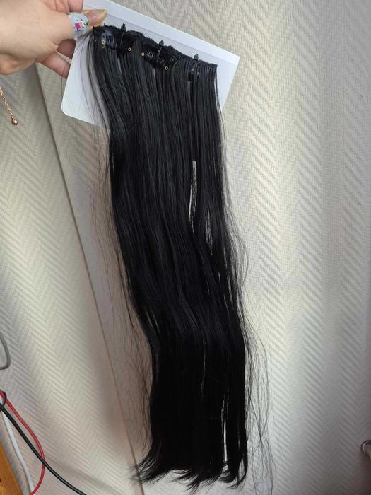 Włosy doczepiane clip głęboka czerń 8 tresek 60 cm