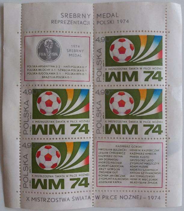 Znaczki pocztowe, Polska 1974, Fi 2181, Srebrny medal MŚ 1974, czyste