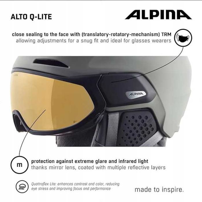 Kask narciarski ALPINA ALTO Q-LITE z przyłbicą Rozm. M 55-59 cm