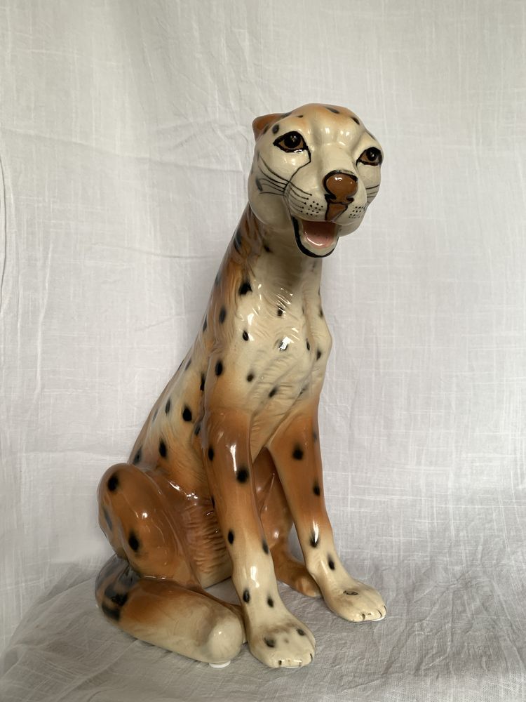 Antyk vintage rzezba figura made in italy lew tygrys gepard lampard