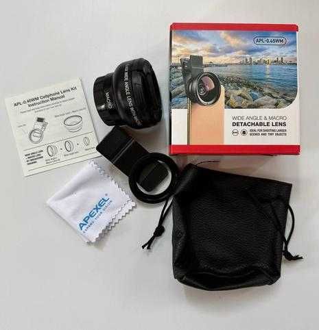 Apexel APL-0.45WM Deluxe Lens Clip Kit 2 in 1 набор линз для телефона