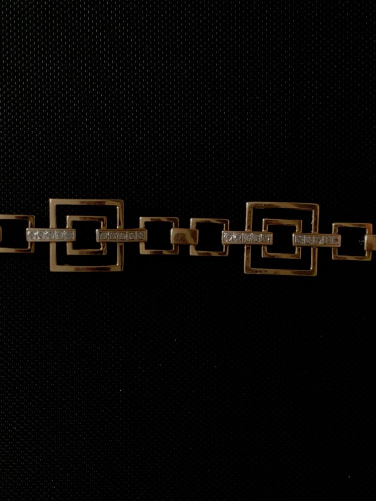 Стильный женский золотой браслет квадраты браслет из красного золота