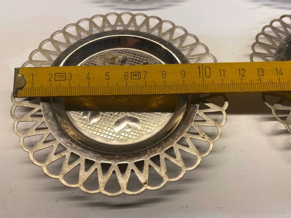 podstawki , podkładki ,talerzyki pod szklanki PRL chrom metal PIĘKNE