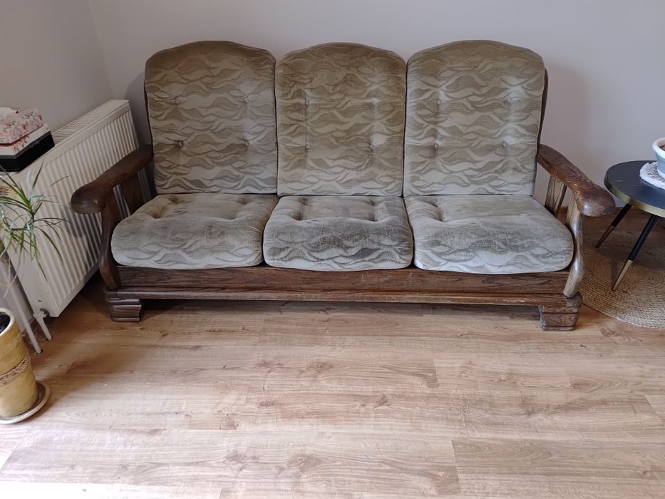 Sofa dębowa trzyosobowa