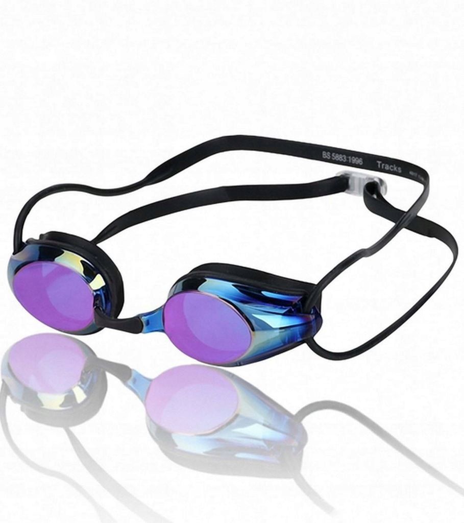 Okulary pływackie dla dorosłych na basen Arena Tracks Mirror Black Blu