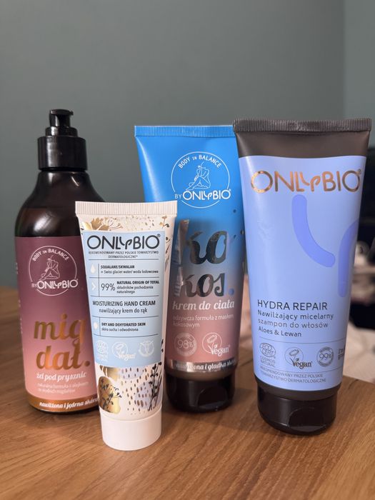 Zestaw nowych kosmetyków OnlyBio żel pod prysznic szampon kremy