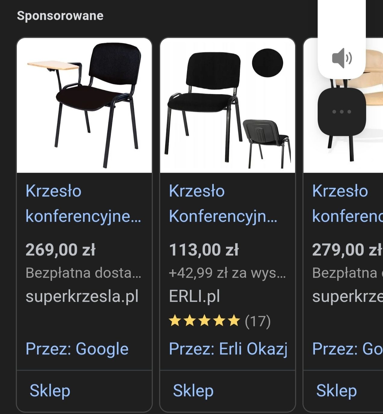 Krzesla konferencyjne brązowe  z tabletem i bez