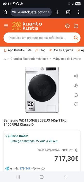 Máquina lavar e secar  roupa samsung